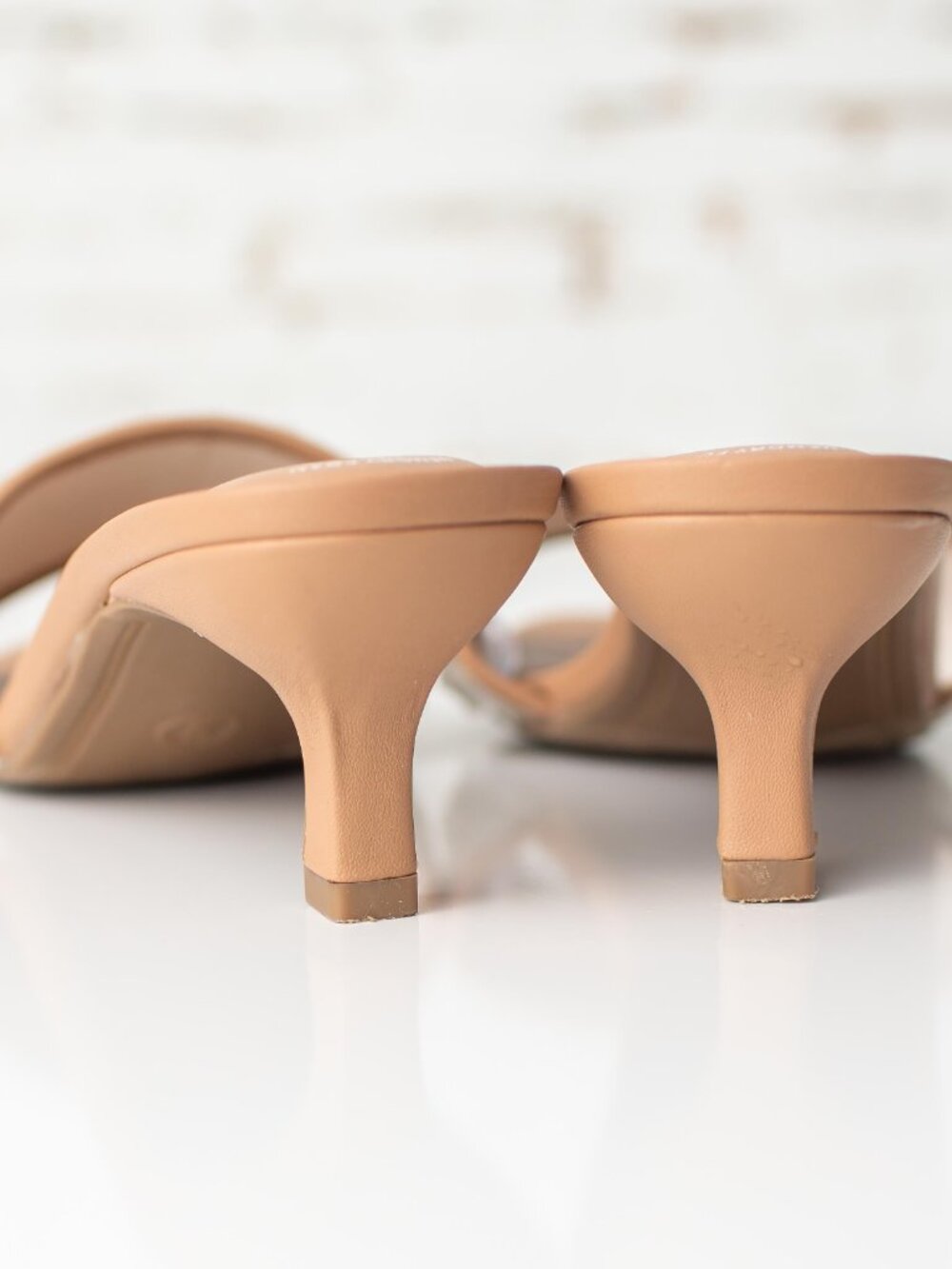 A New Day Kaia Heeled Sandals Size 9 Tan Sequin Strap Memory Foam Slip On Mules - Picture 6 of 8